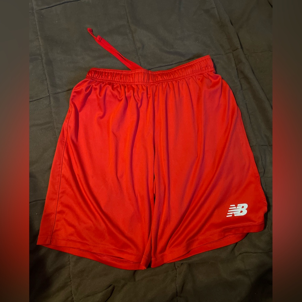 Mens New Balance Red Athletic Soccer Shorts Adult Medium
